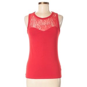 Red Express Tank with Lace Inset